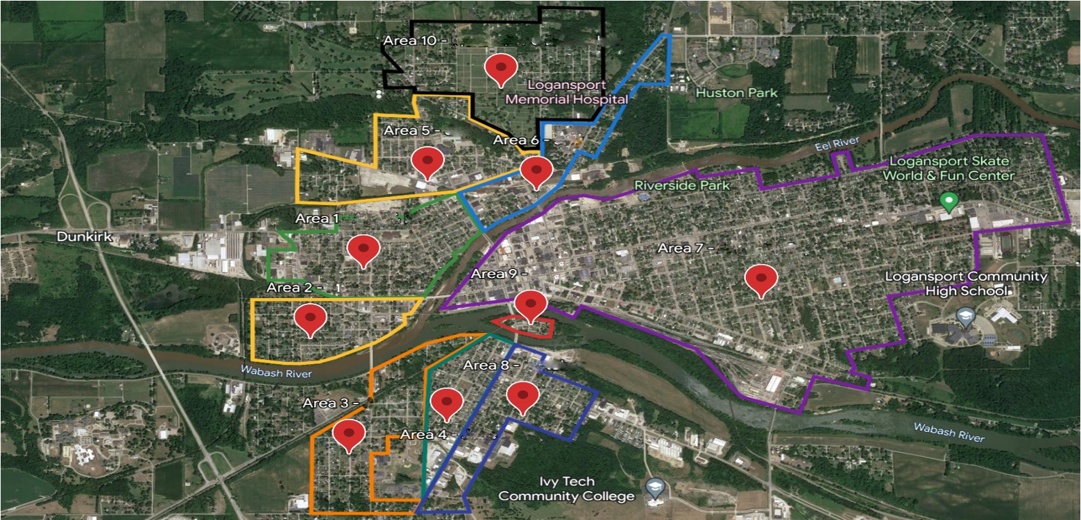 Map of Logansport Utilities waterline replacement areas